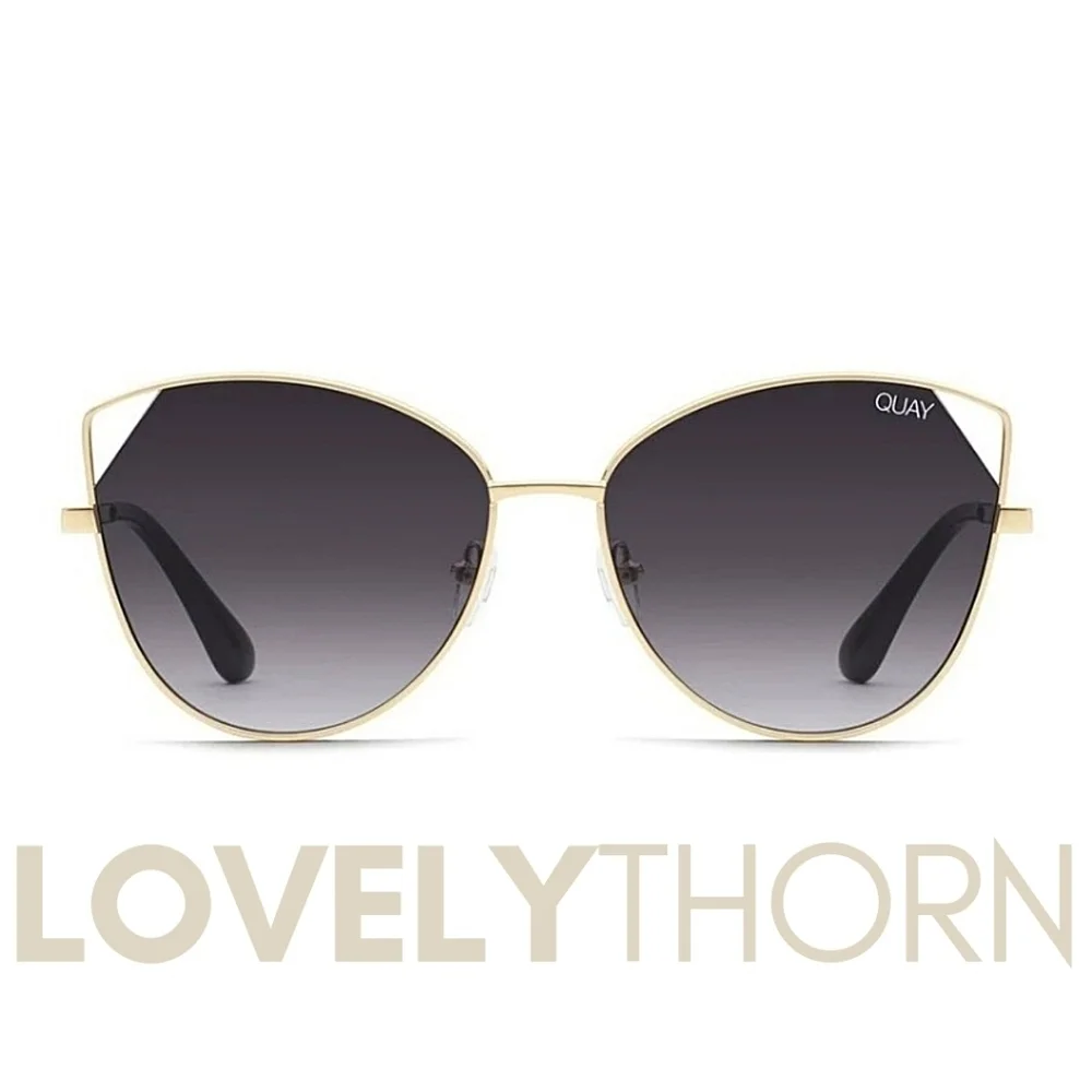 QUAY // ltd ed cut-out cateye sunglasses gold frames smoke lenses